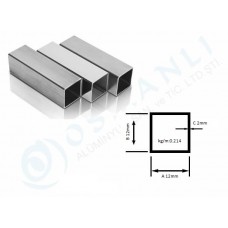 Alüminyum Kutu Profil 12mm  x 12mm Et Kalınlık 2mm